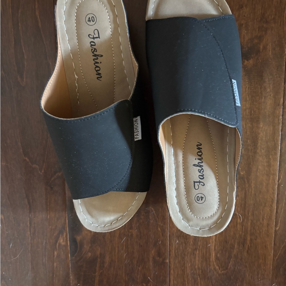 NEW Black Slide Sandals